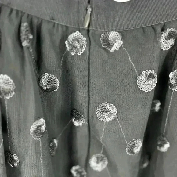 Ann Taylor Sequined Tulle Midi Skirt Black/Gray Silver Size M Party Cocktail - Picture 6 of 10